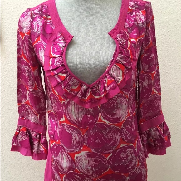 Tory Burch pink silk rayon top blouse size 0 XS RARE HTF GORGEOUS - Picture 1 of 5